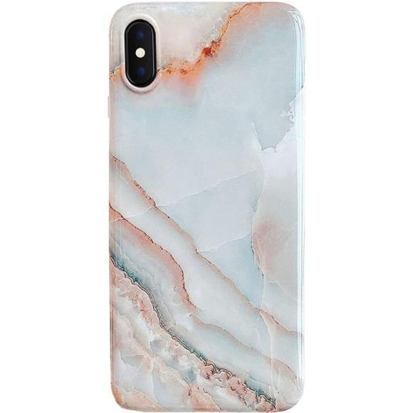 iPhone Xs Max, Luxury Grey Marble Silicone Protective Phone Case - Picture 4 of 6